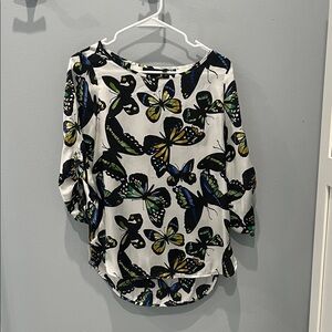 Apt. 9 Black and Green Butterfly Print Blouse